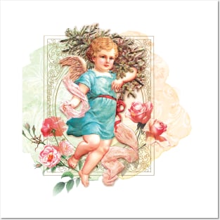 Child Angel and Roses Posters and Art